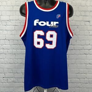 Four Loko 69 Tank Top Basketball Jersey Blue Athletic Knit Sleeveless L Large
